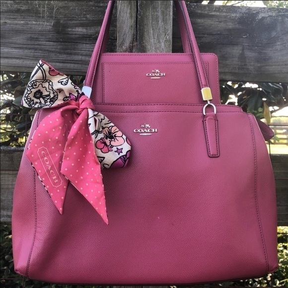 Coach Christie Red Punch Pink Satchel Wallet Set - Picture 1 of 8